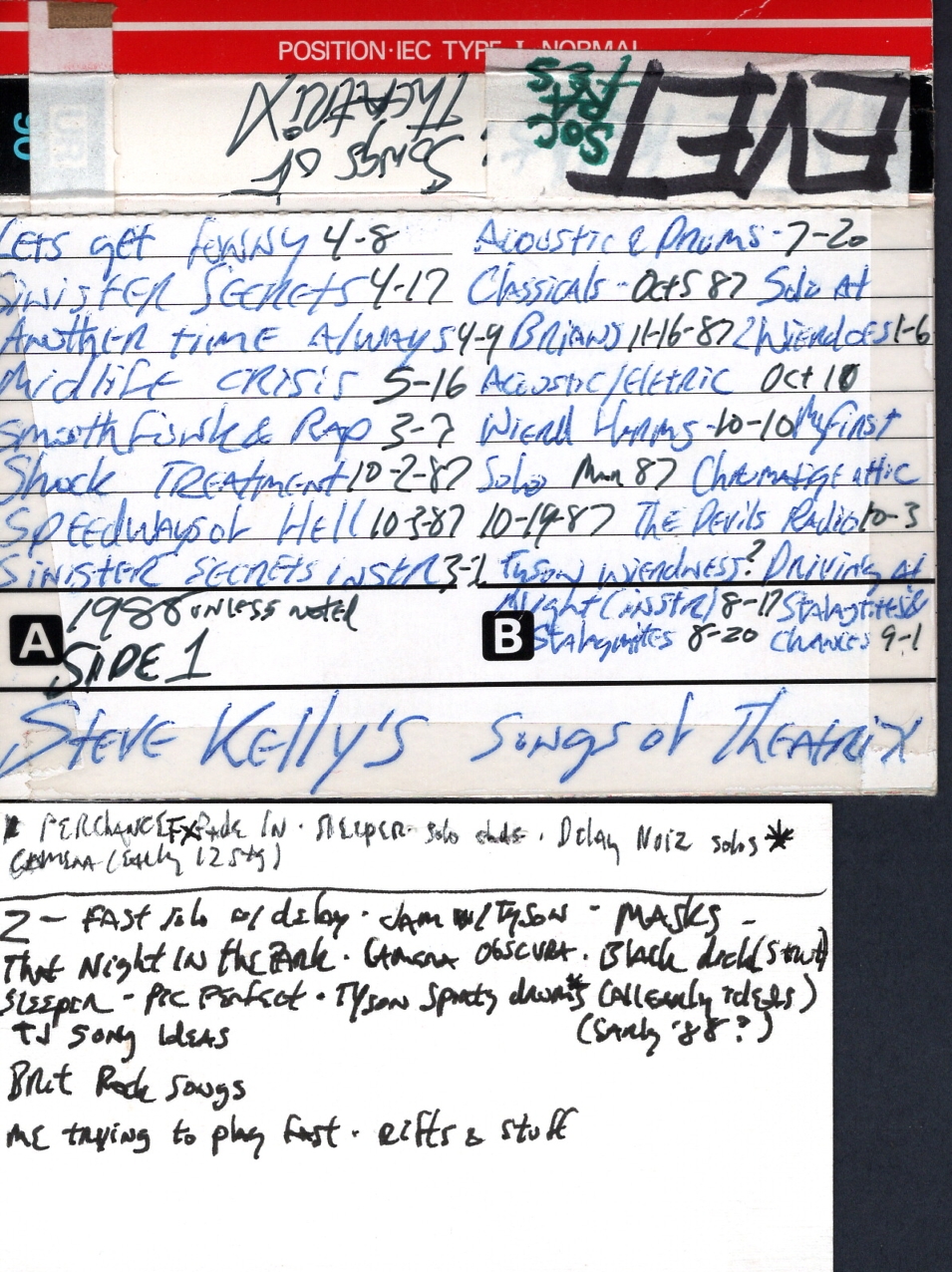 Scanned cassette archive image: 1988 Evets Theatrix